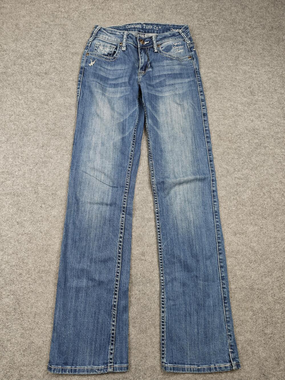 Cowgirl Tuff Co Jeans Womens 25 Blue Bootcut High Rise Medium Wash 35 Inseam